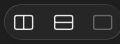 The toolbar's split buttons: split right, split down, close editor