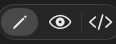 The view switcher: live styling, reading preview, raw text