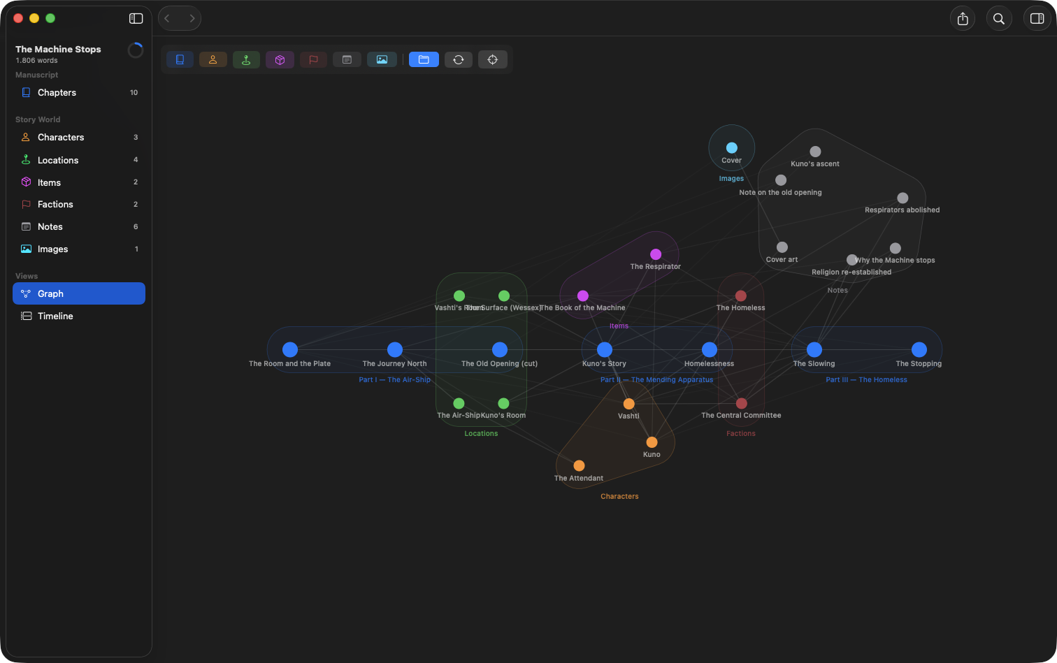 The graph view of the example book