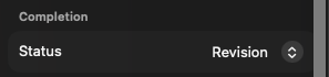 The Completion section's status picker
