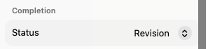 The Completion section's status picker
