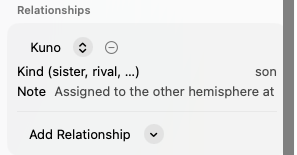 The Relationships section with a mother–son relationship